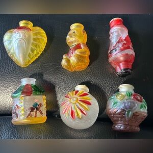 6-Vintage Old World Victorian  ANTIQUE GLASS HAND PAINTED Christmas light covers